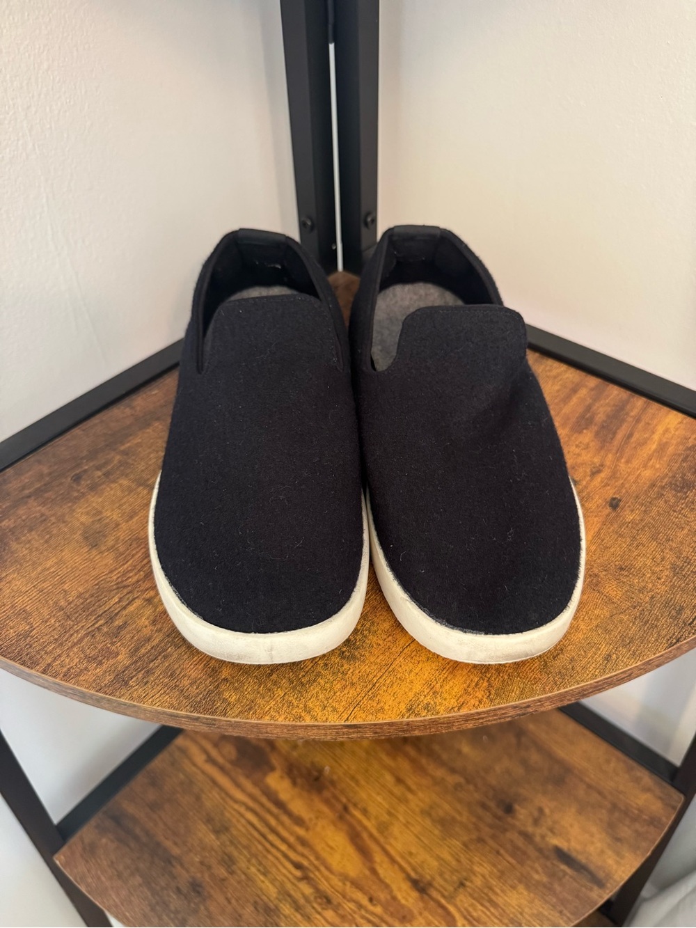 allbirds Black Slip-On Wool Loafers with White Sole